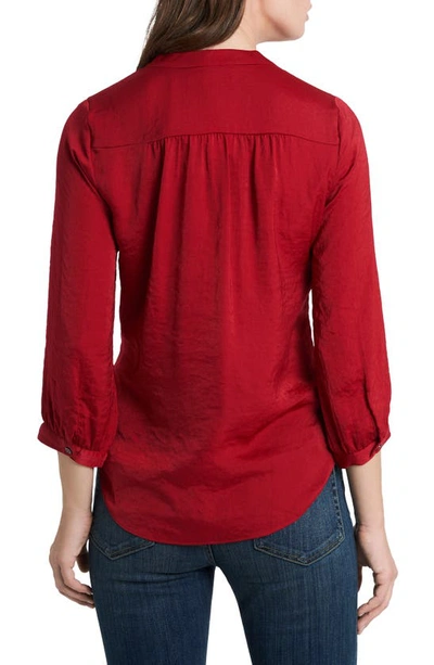 Shop Vince Camuto Rumple Fabric Blouse In Deep Red