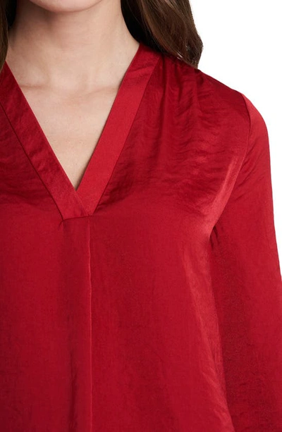 Shop Vince Camuto Rumple Fabric Blouse In Deep Red