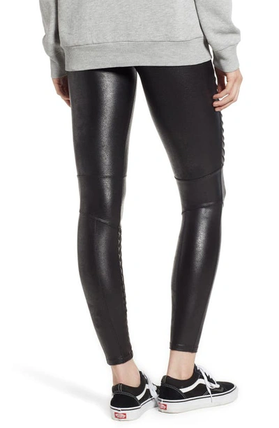 Shop Spanx Faux Leather Moto Leggings In Very Black