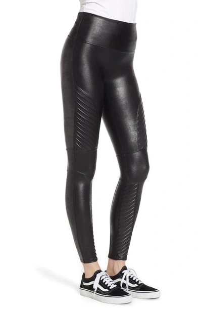 Shop Spanx Faux Leather Moto Leggings In Very Black