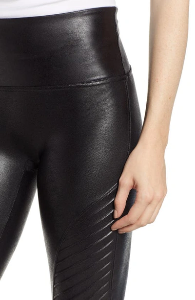 Shop Spanx Faux Leather Moto Leggings In Very Black