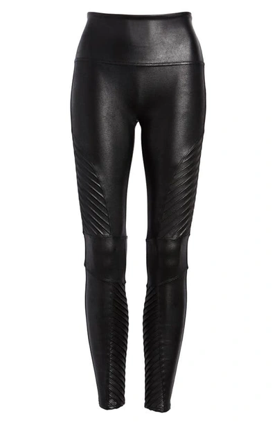 Shop Spanx Faux Leather Moto Leggings In Very Black