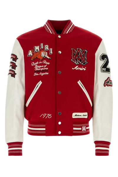 Amiri Logo-patch Varsity Jacket In Red | ModeSens