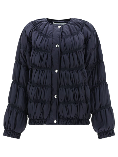 Shop Chloé Ruched Puffer Jacket In Blue