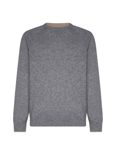Shop Brunello Cucinelli Crewneck Knitted Jumper In Grey