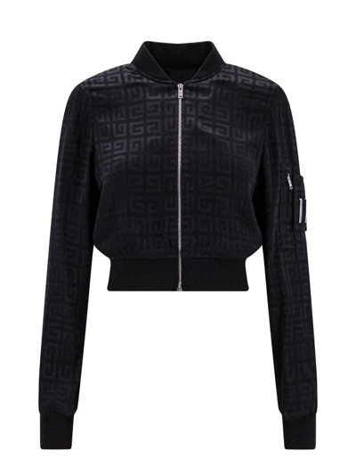 Shop Givenchy 4g Jacquard Cropped Bomber Jacket In Black