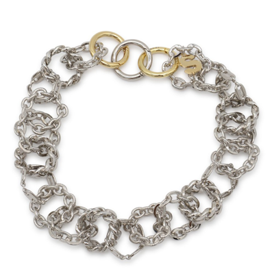Shop Sacai Hoop Detailed Necklace In Silver
