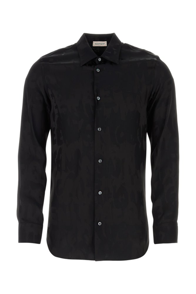 Shop Alexander Mcqueen Long Sleeved Buttoned Shirt In Black