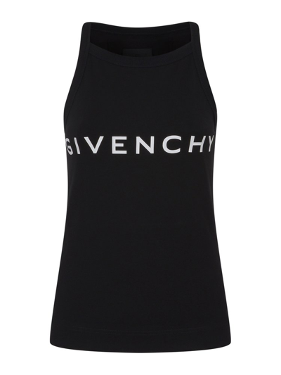 Shop Givenchy Logo Printed Sleeveless Top In Black