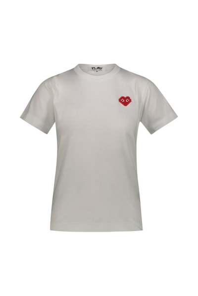 Shop Comme Des Garçons Play Pixelated Heart Crewneck T In White