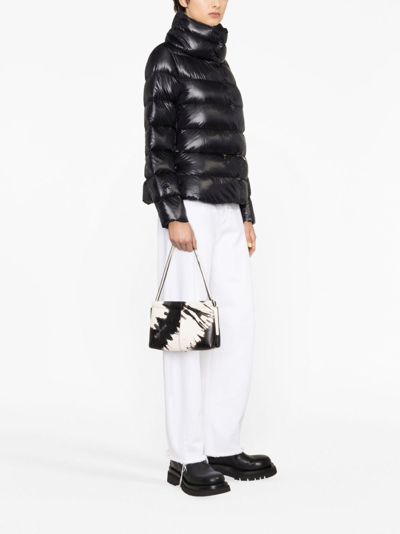 Herno High Collar Long Sleeves Shiny Finish Side Pockets In Black