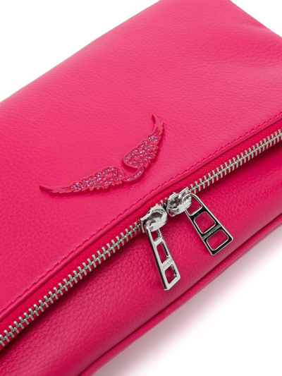 Shop Zadig & Voltaire Logo-plaque Leather Shoulder Bag In Pink