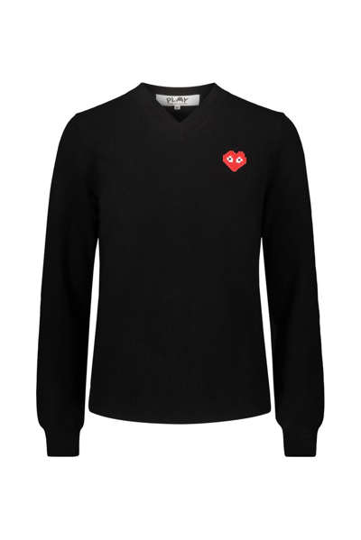 Shop Comme Des Garçons Play Pixelated Heart V In Black