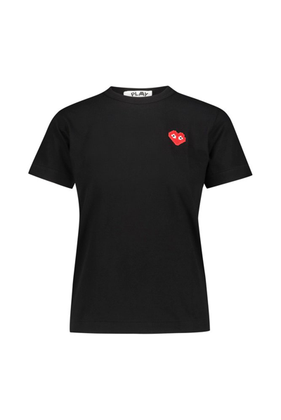 Shop Comme Des Garçons Play Pixelated Heart Crewneck T In Black