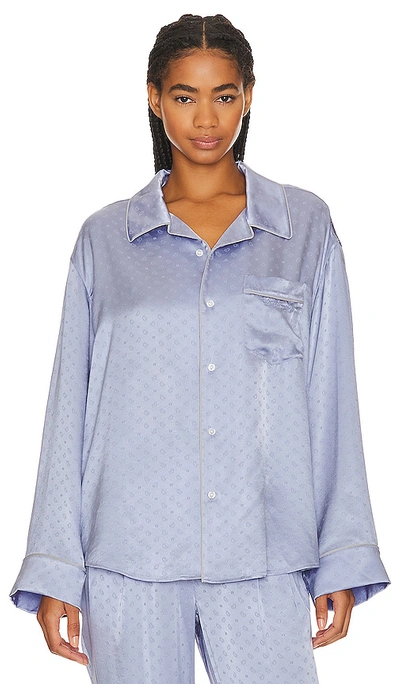 Shop Alexander Wang Pajama Long Sleeve Shirt In Blue Bells