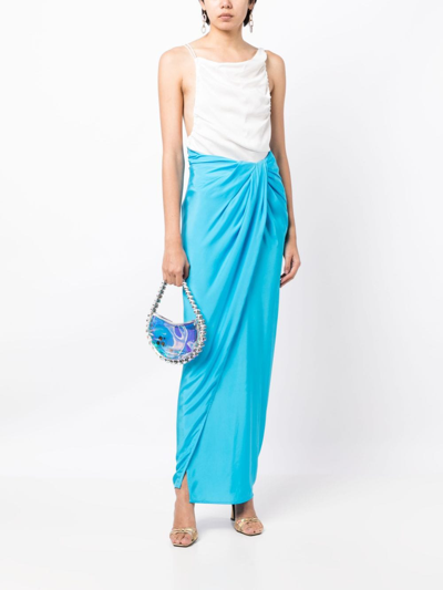 Shop Gauge81 Paita Draped Silk Maxi Skirt In Blue