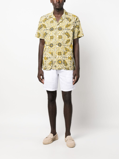 Shop Vilebrequin Logo-patch Linen Shorts In White