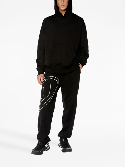 Shop Diesel Logo-embroidered Cotton Track Pants In Black