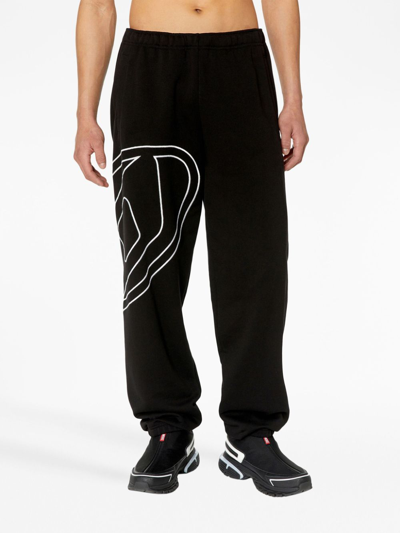 Shop Diesel Logo-embroidered Cotton Track Pants In Black