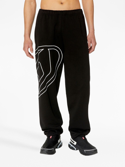 Diesel Cotton Trousers With Graphic Detail And Fit In Black
