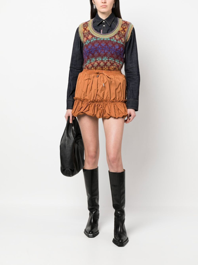 Dsquared2 Jacquard Logo-patch Vest In Brown