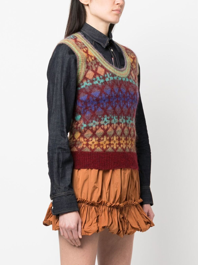 Dsquared2 Jacquard Logo-patch Vest In Brown