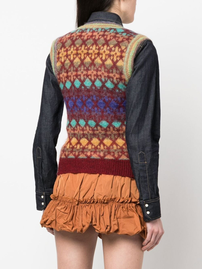 Dsquared2 Jacquard Logo-patch Vest In Brown