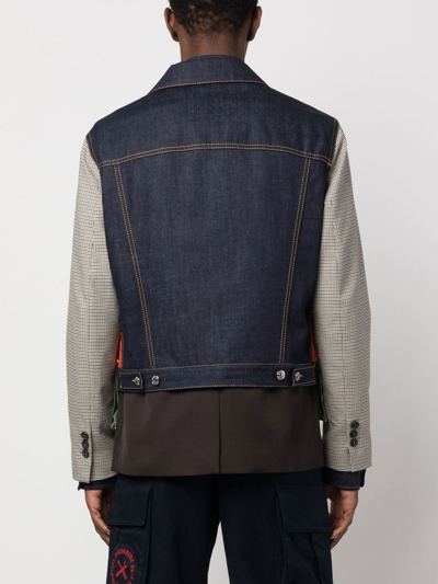 Dsquared2 Patchwork Buttoned Jacket In Blue