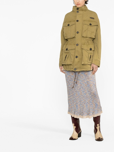 Dsquared2 Multi-pocket Funnel-neck Jacket In Green