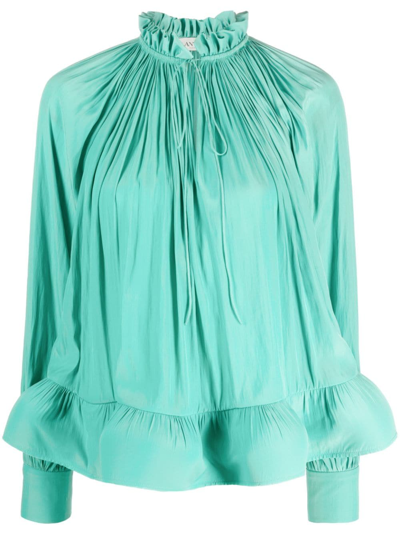 Lanvin Charmeuse Blouse With Long Sleeves For Women In Green