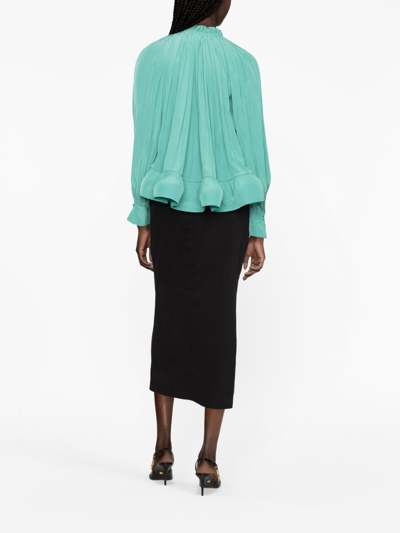 Lanvin Charmeuse Blouse With Long Sleeves For Women In Green