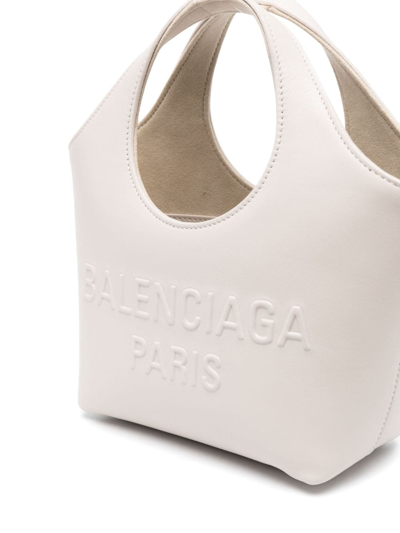 Shop Balenciaga Mary-kate Xs Leather Tote Bag In Neutrals