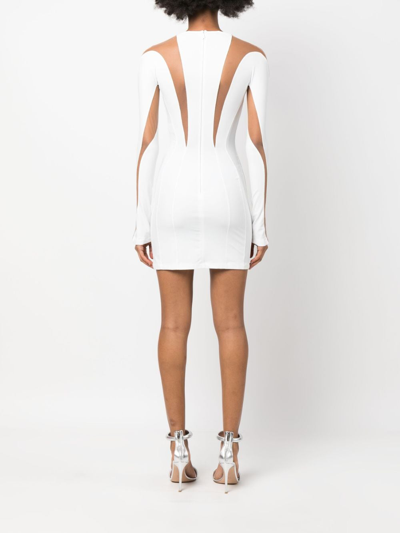 Mugler Sheer-panelled Fitted Minidress In White