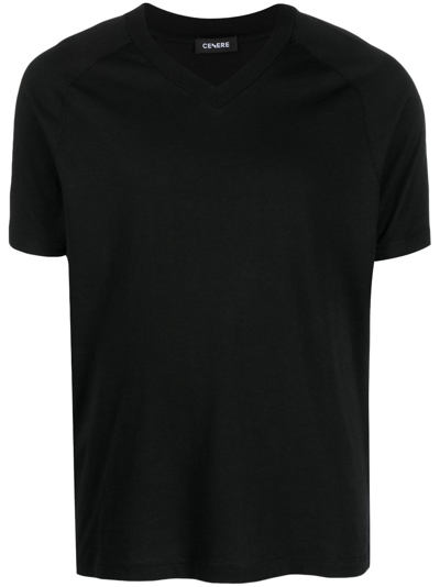 Shop Cenere Gb V-neck Cotton T-shirt In Black