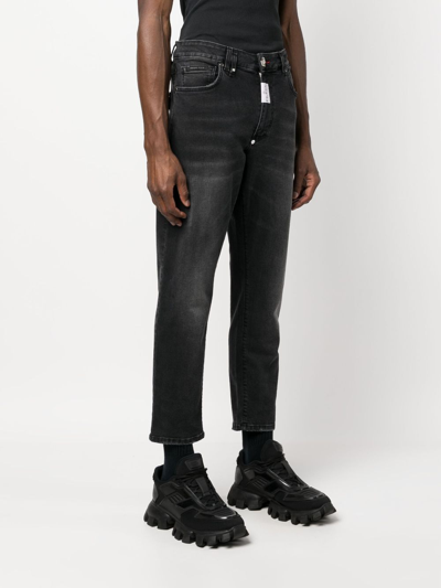 Shop Philipp Plein Logo-patch Straight-leg Jeans In Black