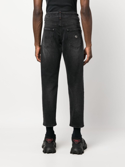 Shop Philipp Plein Logo-patch Straight-leg Jeans In Black