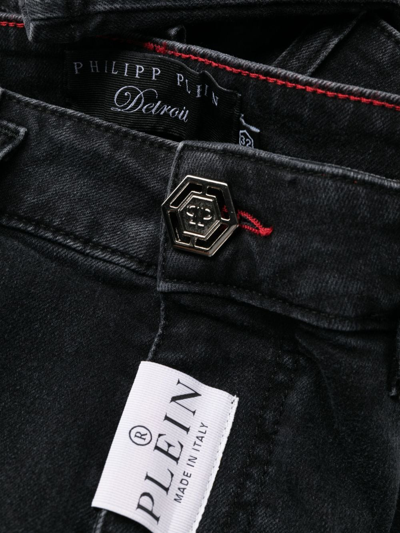 Shop Philipp Plein Logo-patch Straight-leg Jeans In Black