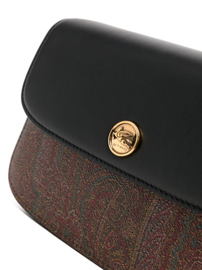 Shop Etro Logo-plaque Paisley-print Shoulder Bag In Black