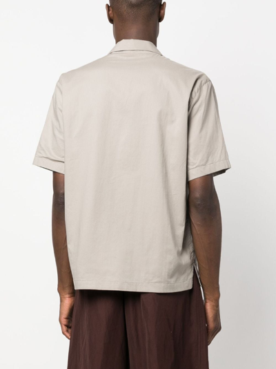 James Perse Short-sleeves Buttoned Poplin Shirt In Grey