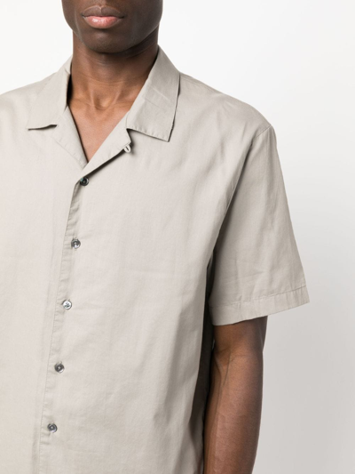 James Perse Short-sleeves Buttoned Poplin Shirt In Grey