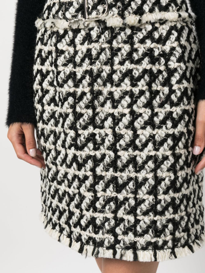 Shop Del Core Belted-waist Tweed Mini Skirt In Neutrals