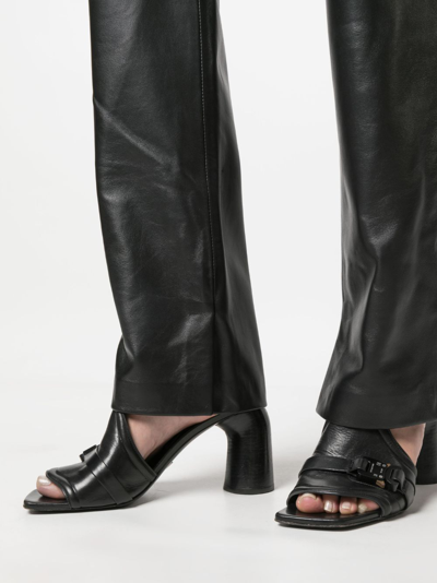 Shop Calvin Klein Slim-fit Leather Trousers In Black