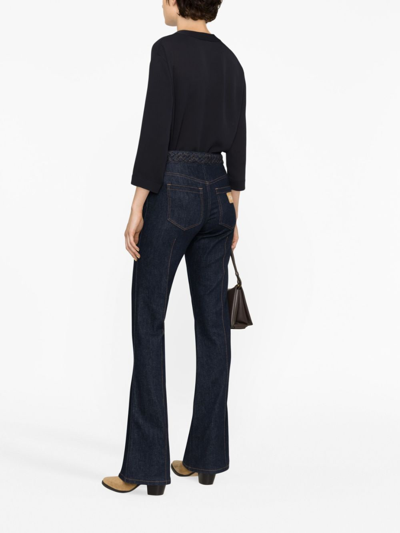 Shop Giorgio Armani V-neck Silk Blouse In Blue