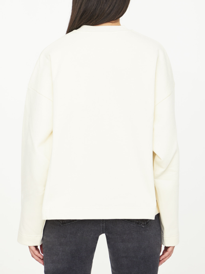 Moncler Logo-embroidered Cotton Sweatshirt In White