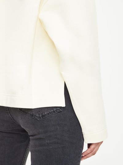 Moncler Logo-embroidered Cotton Sweatshirt In White