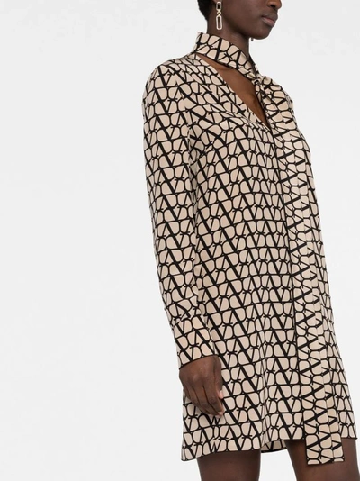 Shop Valentino Beige Silk Dress Toile Iconographe In Neutrals