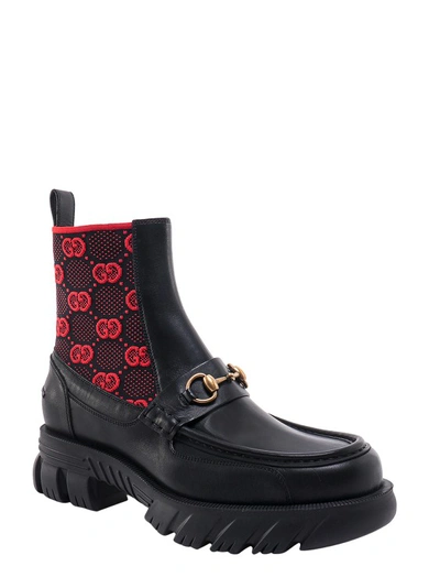 Shop Gucci Leather Boots With Iconic Metal Horsebit In Black