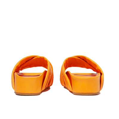 Shop Stella Mccartney Leather Logo Sandals In Orange