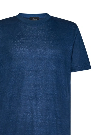 Shop Brioni Blue Linen T-shirt