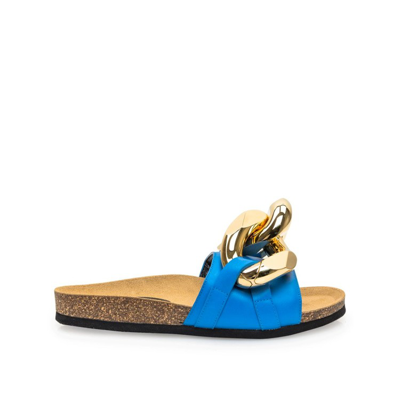 Shop Jw Anderson Leather Flat Sandals In Blue